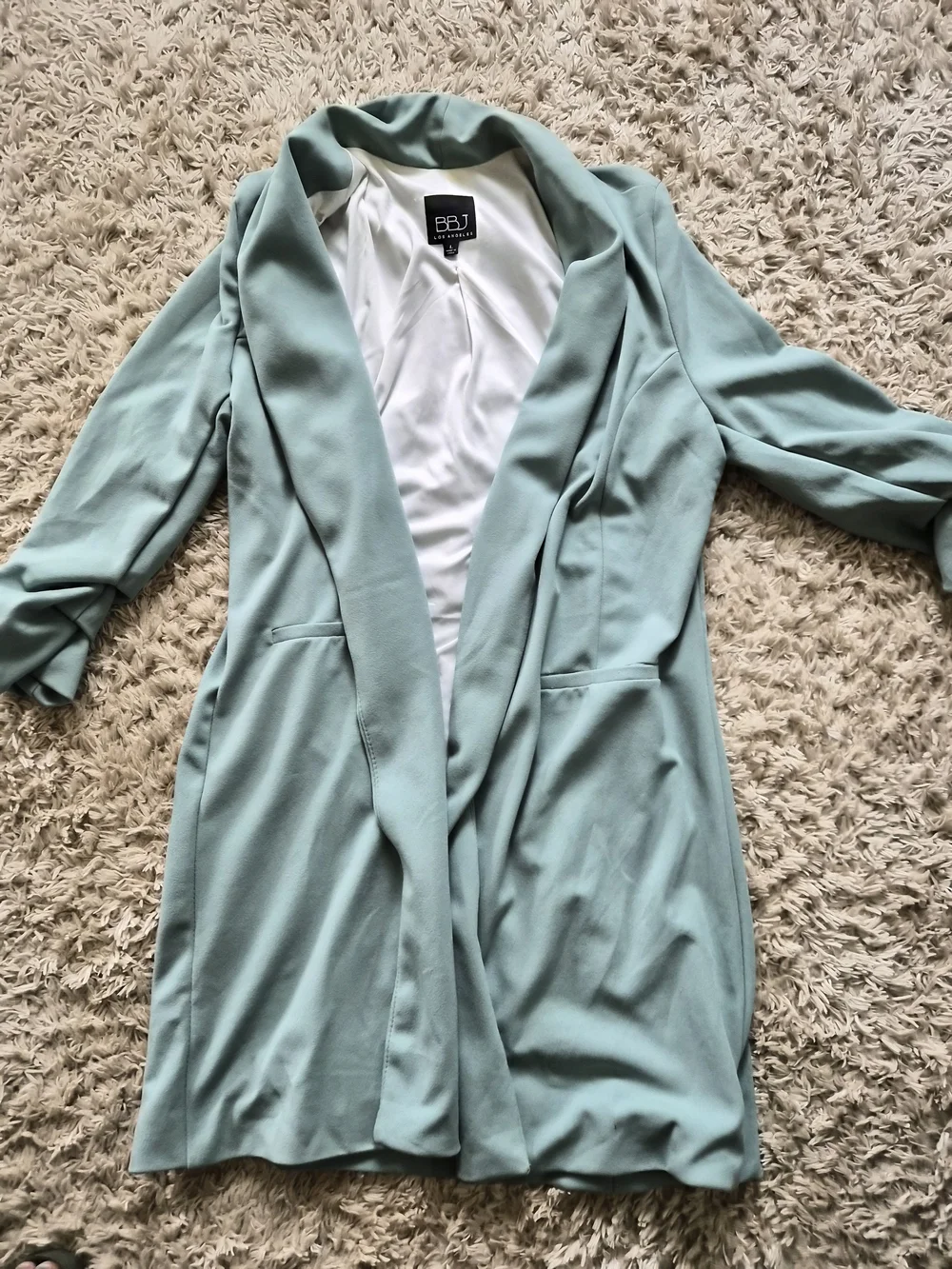 Mint Green Drape Front Women's Coat - Picture 1 of 2